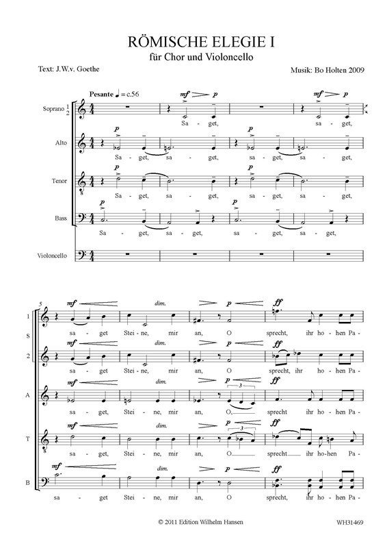 Bo Holten: Rmische Elegie I (score)