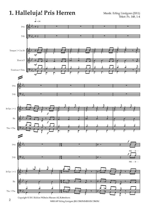 Erling Lindgren: Jeg Drmmer En Drm (for SATB and brass quintet)