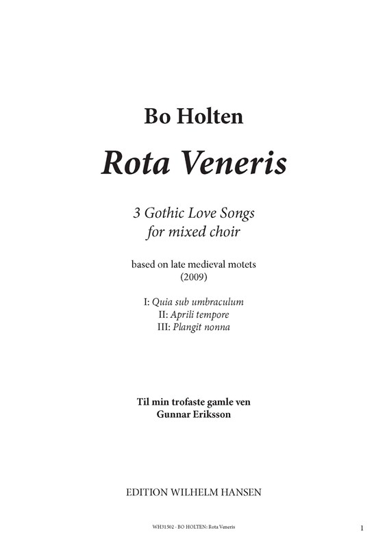 Bo Holten: Rota Veneris (SATB)