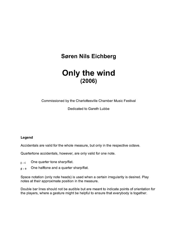 Sren Nils Eichberg: Only The Wind (Score)