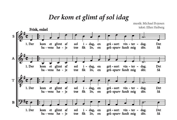 Michael Bojesen: Der Kom Et Glimt Af Sol Idag (SATB)