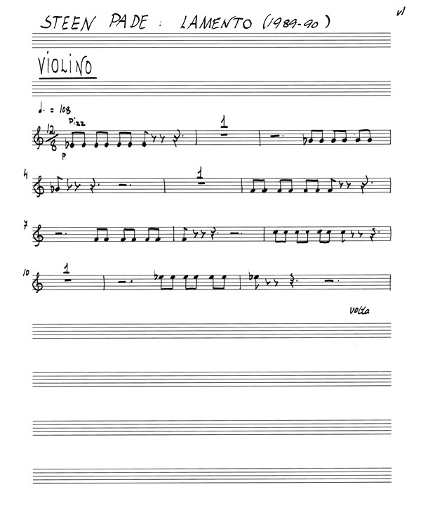 Steen Pade: Lamento For Piano Quartet (Score)