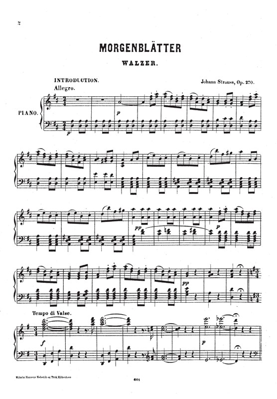 Johann Strauss: Morgenblätter Op.270 (Piano)