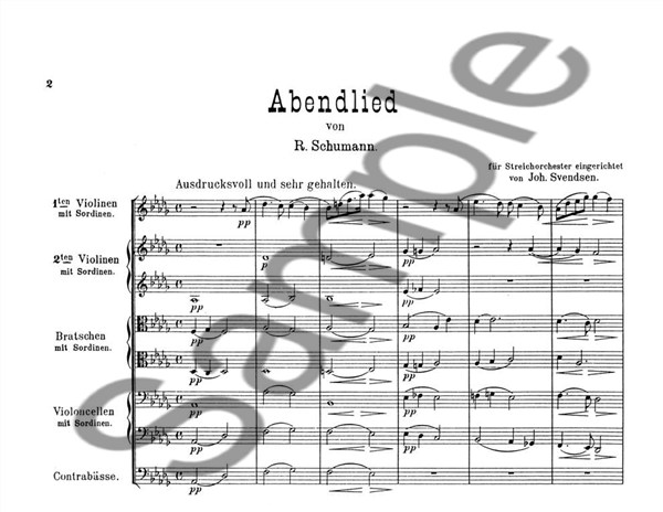 Johan Svendsen: Abenlied Von Robert Schumann (Score/Parts)