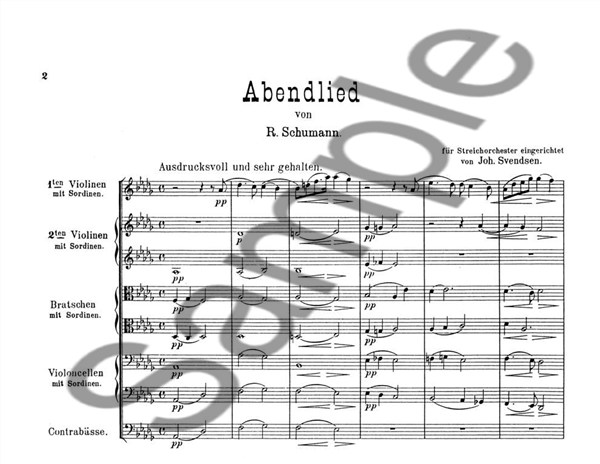 Johan Svendsen: Abenlied Von Robert Schumann (Score/Parts)