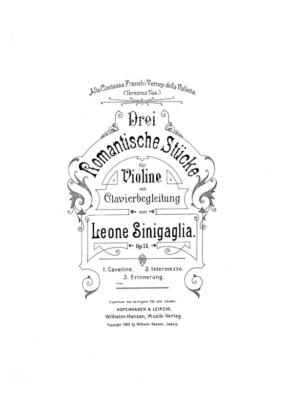 Leone Sinigaglia: 3 Romantic Pieces OP.13 (Violin and piano)