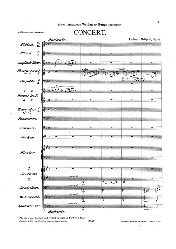 Ludomir Rózycki: Concerto Pour Piano (Score)