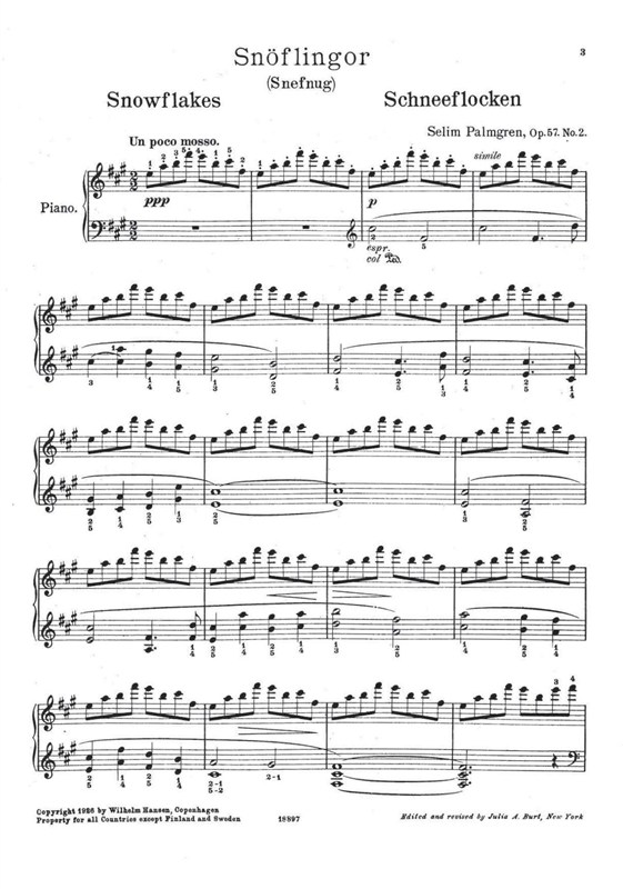 Selim Palmgren: Snowflakes Op.57, No.2 (piano)
