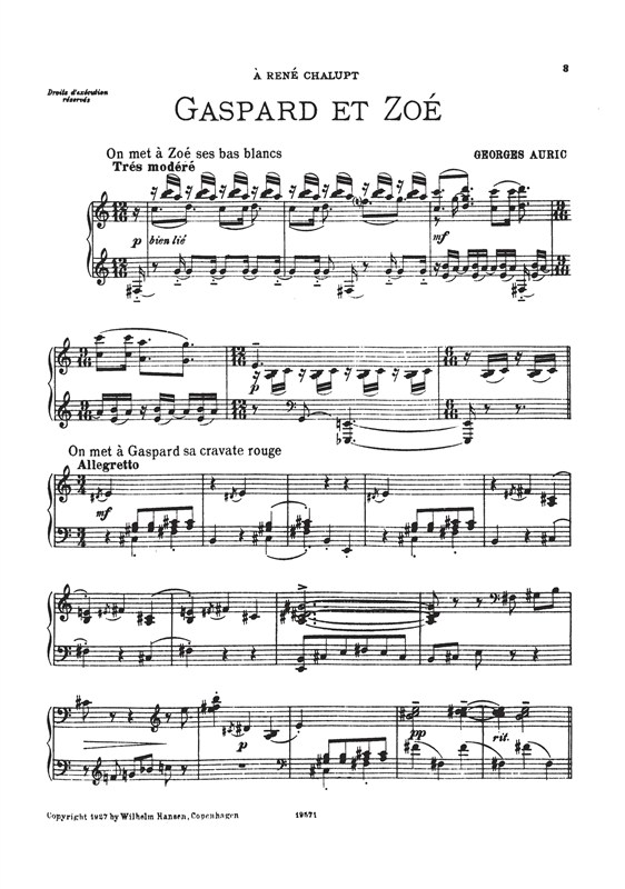 Georges Auric: Gaspard Et Zoé (Piano)