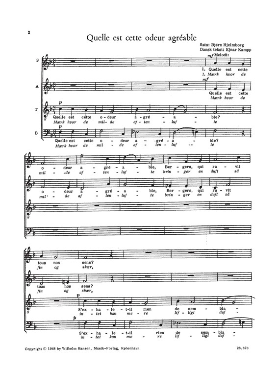 Bjrn Hjelmborg: Fem Franske Juleviser (satb)