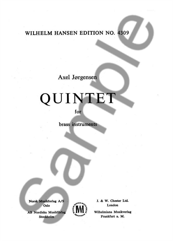 Axel Jrgensen: Quintet For Brass Instruments (Score)