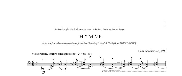 Hans Abrahamsen: Hymne (Viola or Cello)