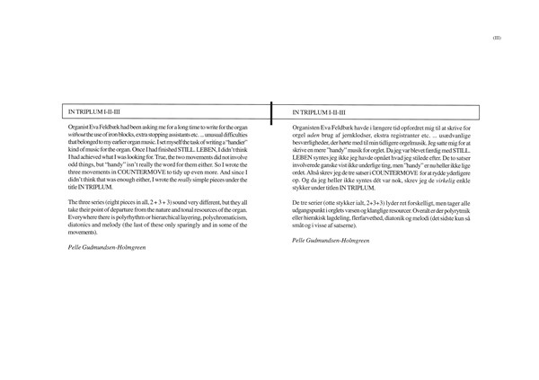 Pelle Gudmundsen-Holmgreen: In Triplum I-II-III (Organ)