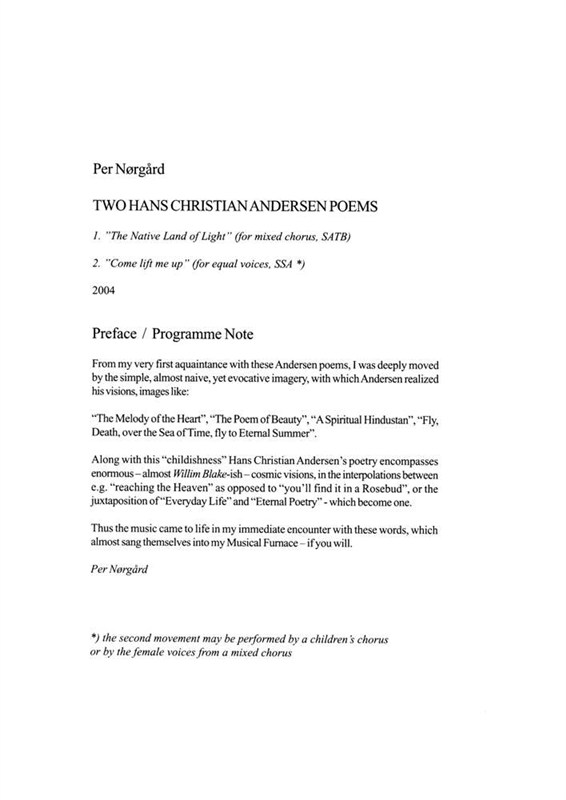 Per Nørgård: To H.C. Andersen Poesier