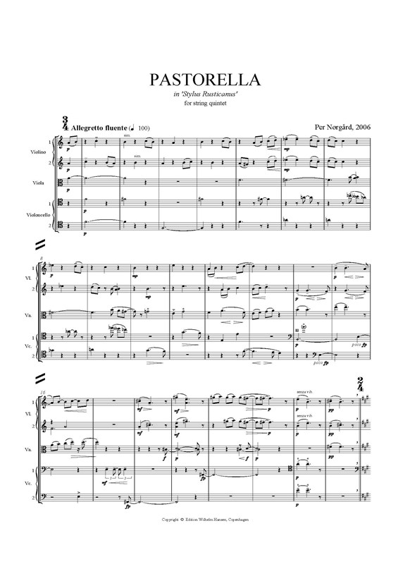 Per Nrgrd: Pastoral For String Quintet (Score)