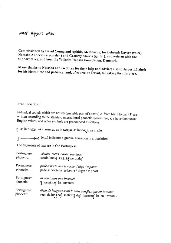 Juliana Hodkinson: What Happens When (Player's score)