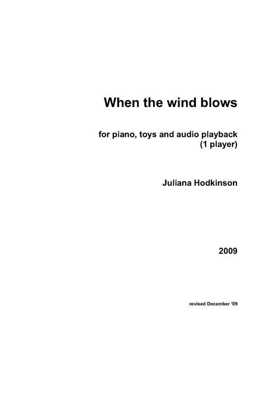 Juliana Hodkinson: When The Wind Blows (score)