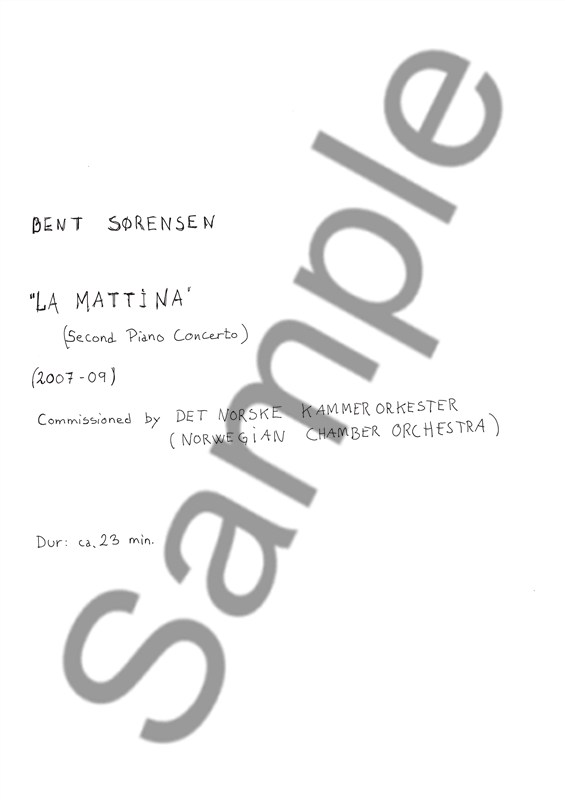 Bent Srensen: La Mattina (Second Piano Concerto)