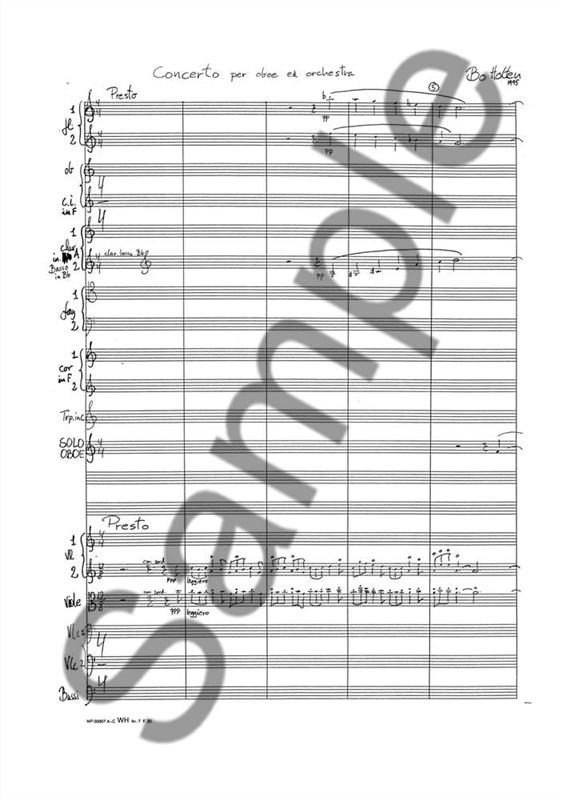 Bo Holten: Oboe Concerto (Score)