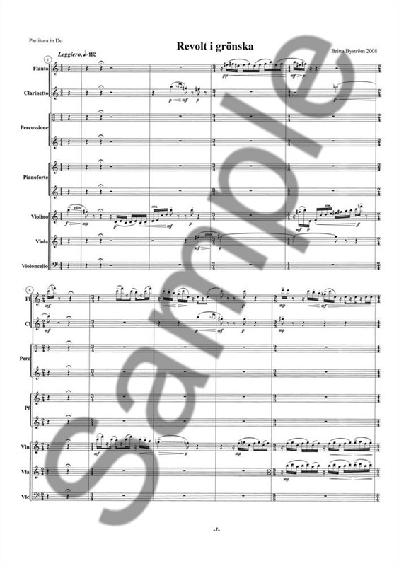 Britta Bystrm: Rebellion In Greenery for Seven Instruments (Score)