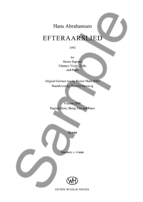 Hans Abrahamsen: Efteraarslied (Score)