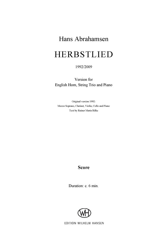 Hans Abrahamsen: Herbstlied - Version 2009 (Score)