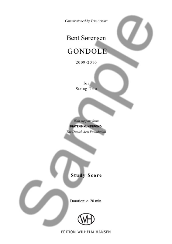 Bent Sørensen: Gondole for String Trio (Study Score)