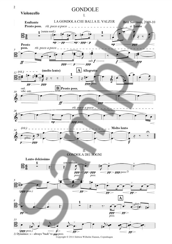 Bent Sørensen: Gondole for String Trio (Parts)