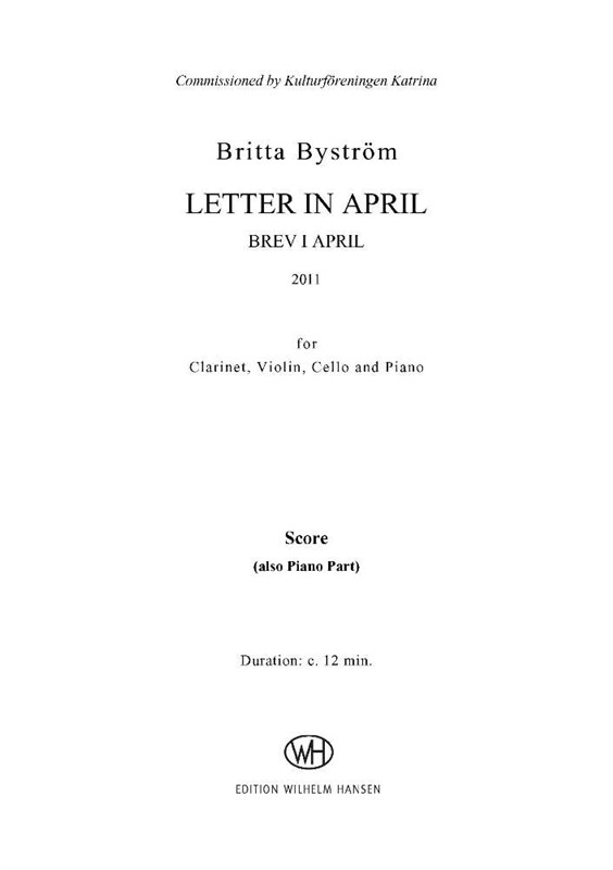 Britta Byström: Letter In April (Score)