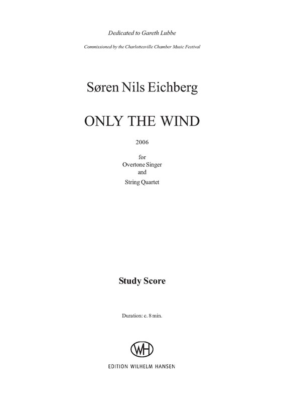 Søren Nils Eichberg: Only The Wind (Score)