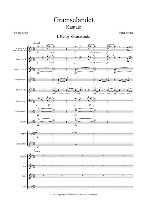 Peter Bruun: Grnselandet - Kantate (Score)