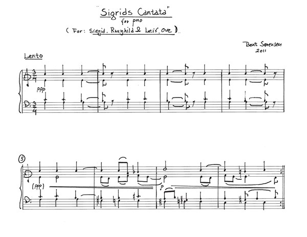 Bent Sørensen: Sigrid's Canata (For piano)