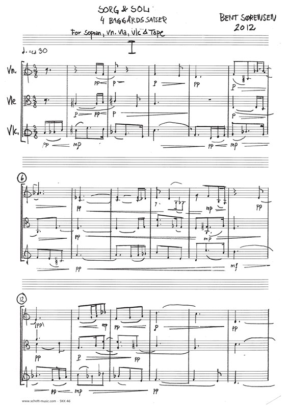 Bent Sørensen: Sorg Og Sol (Score)