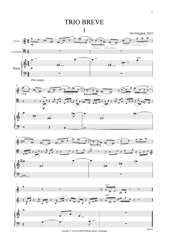 Per Nørgård: Trio Breve (Score and parts)