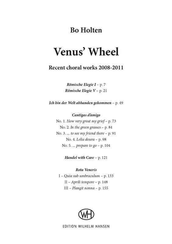 Bo Holten: Venus' Wheel (score)