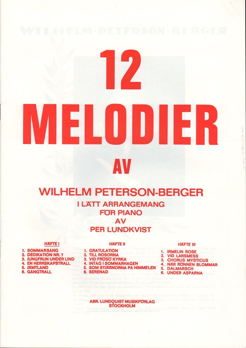 12 melodier av Wilhelm Peterson-Berger - 1