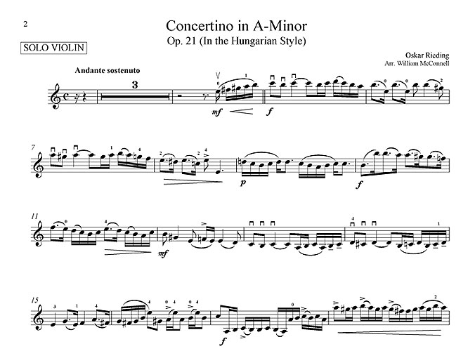 Oskar Rieding: Concertino In A Minor (Score And Parts)