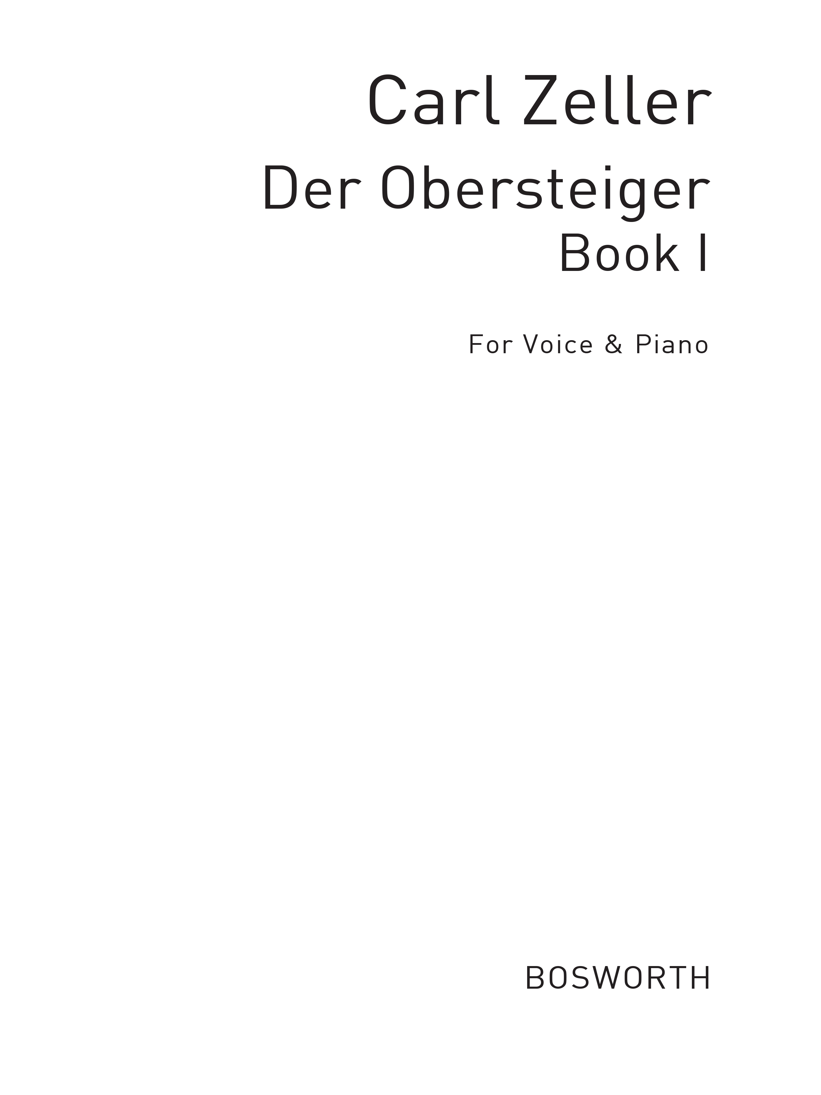 Zeller, C Der Obersteiger Book 1 (German Lyrics) Vce/Pf