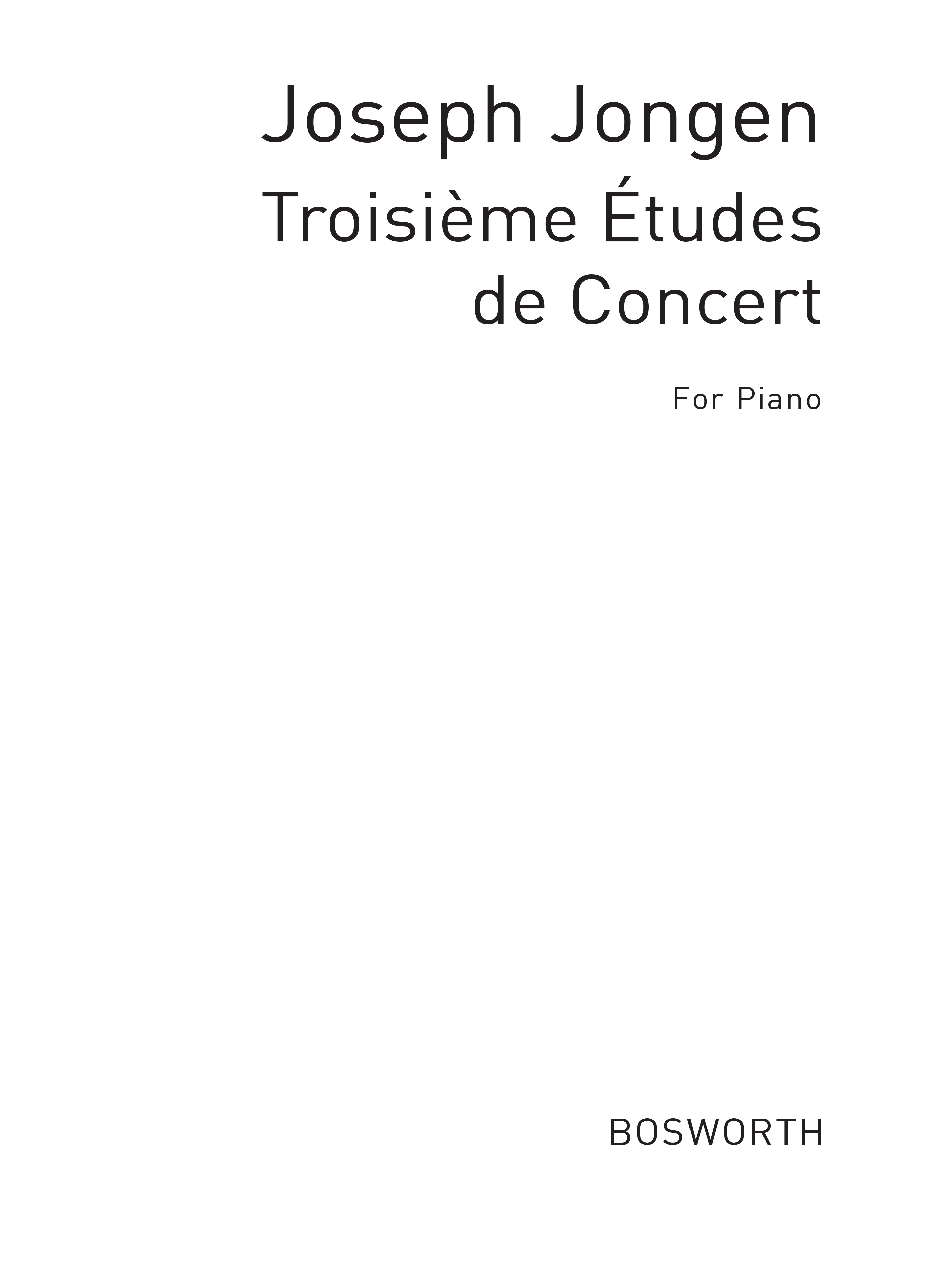 Joseph Jongen: Troisieme Etudes De Concert (Piano)