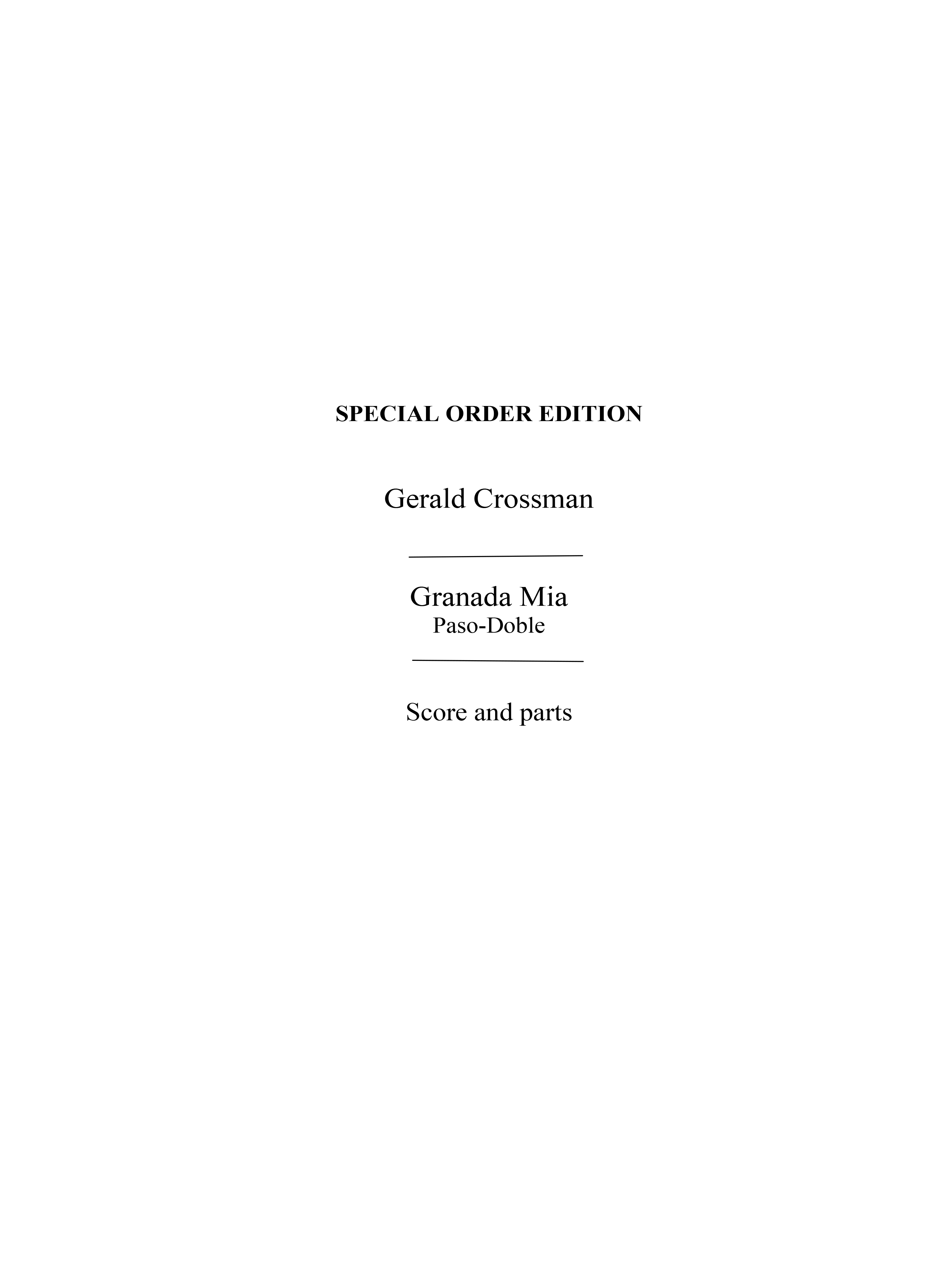 Crossman, G Granada Mia Paso-doble (Charrosin) Orch Pf Sc/Pts