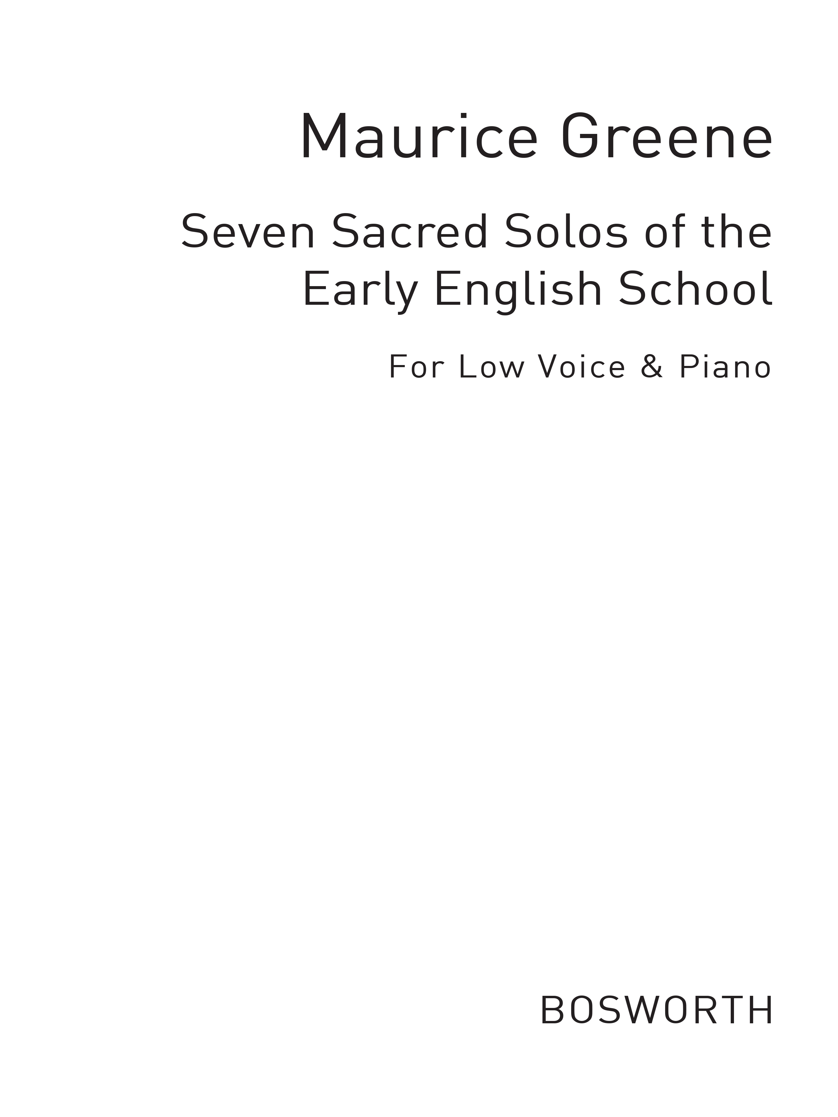 Maurice Greene: Seven Sacred Solos Of The Early English School (Low Voice)