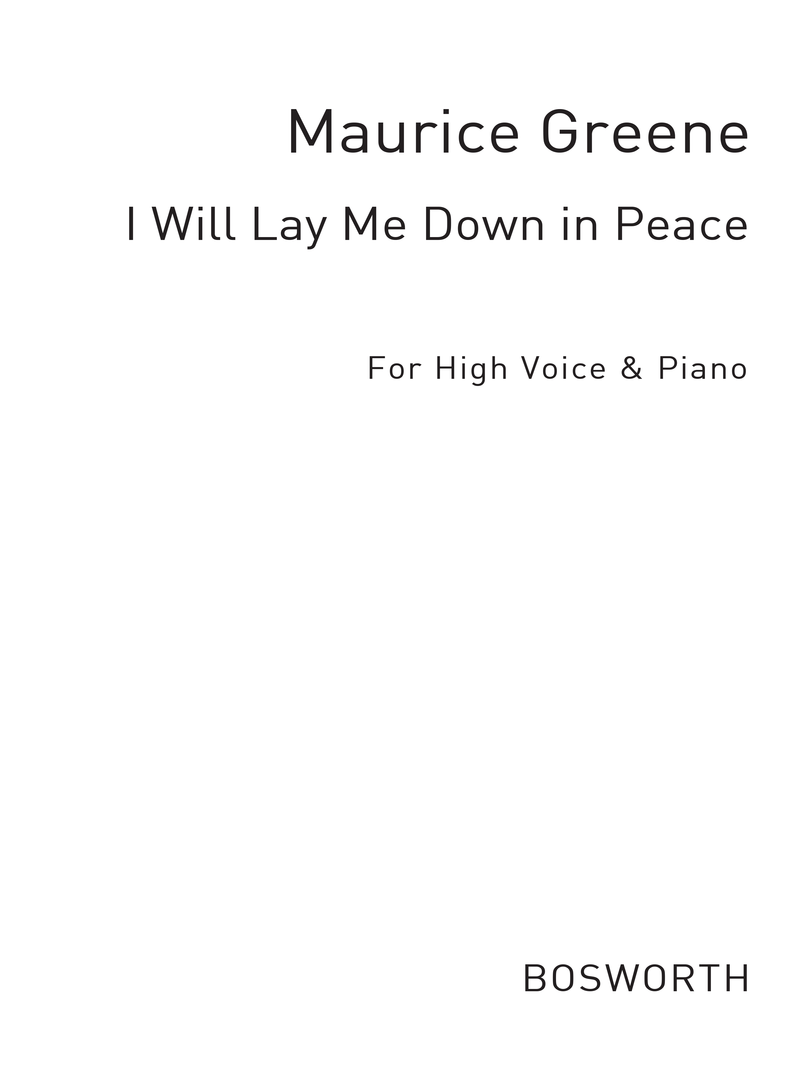 Maurice Greene: I Will Lay Me Down In Peace (Voice/Piano)