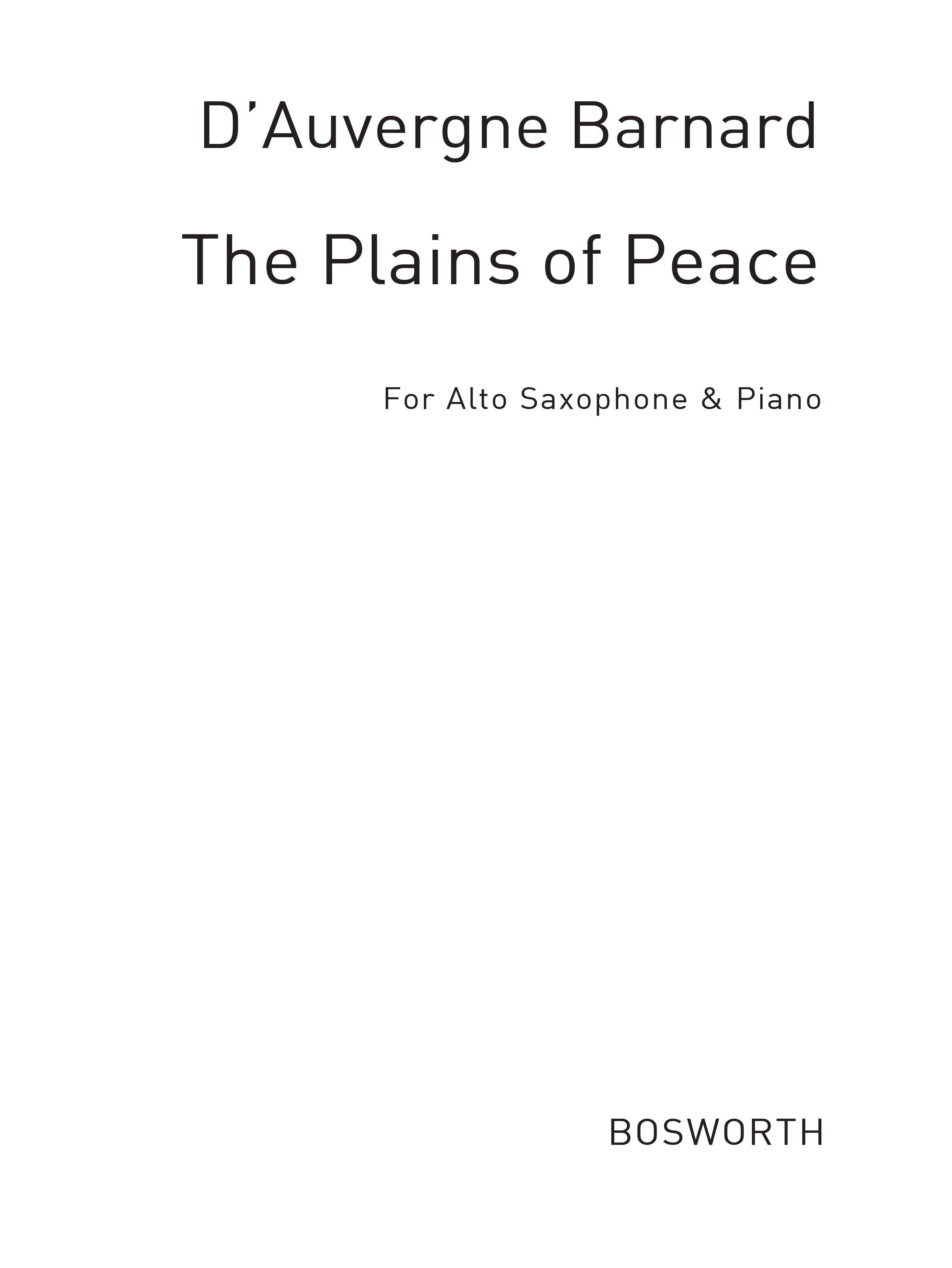 A. Barnard: Plains Of Peace for Saxophone and Piano