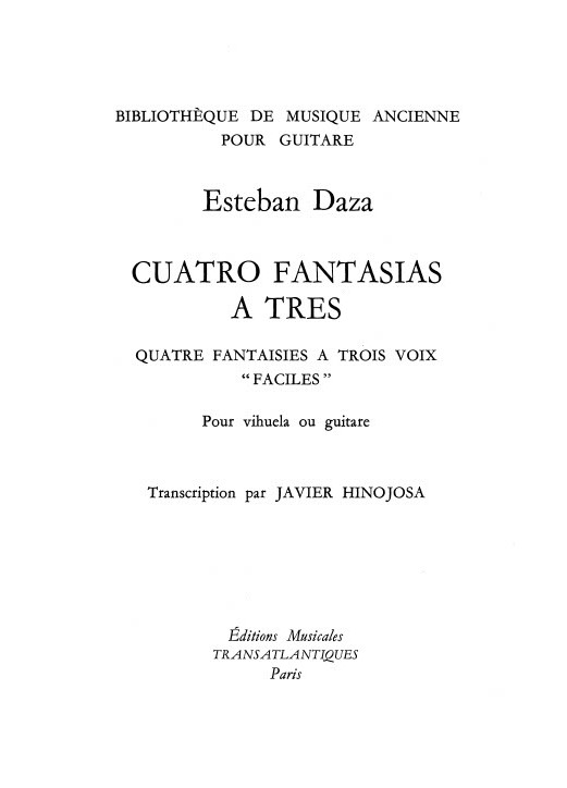 Esteban Daza: 4 Fantasias A Tres