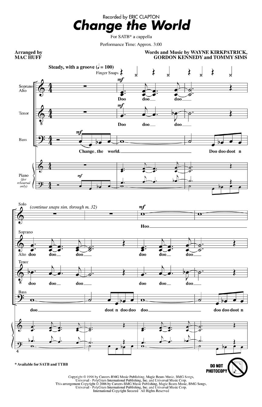 Eric Clapton: Change The World (SATB)