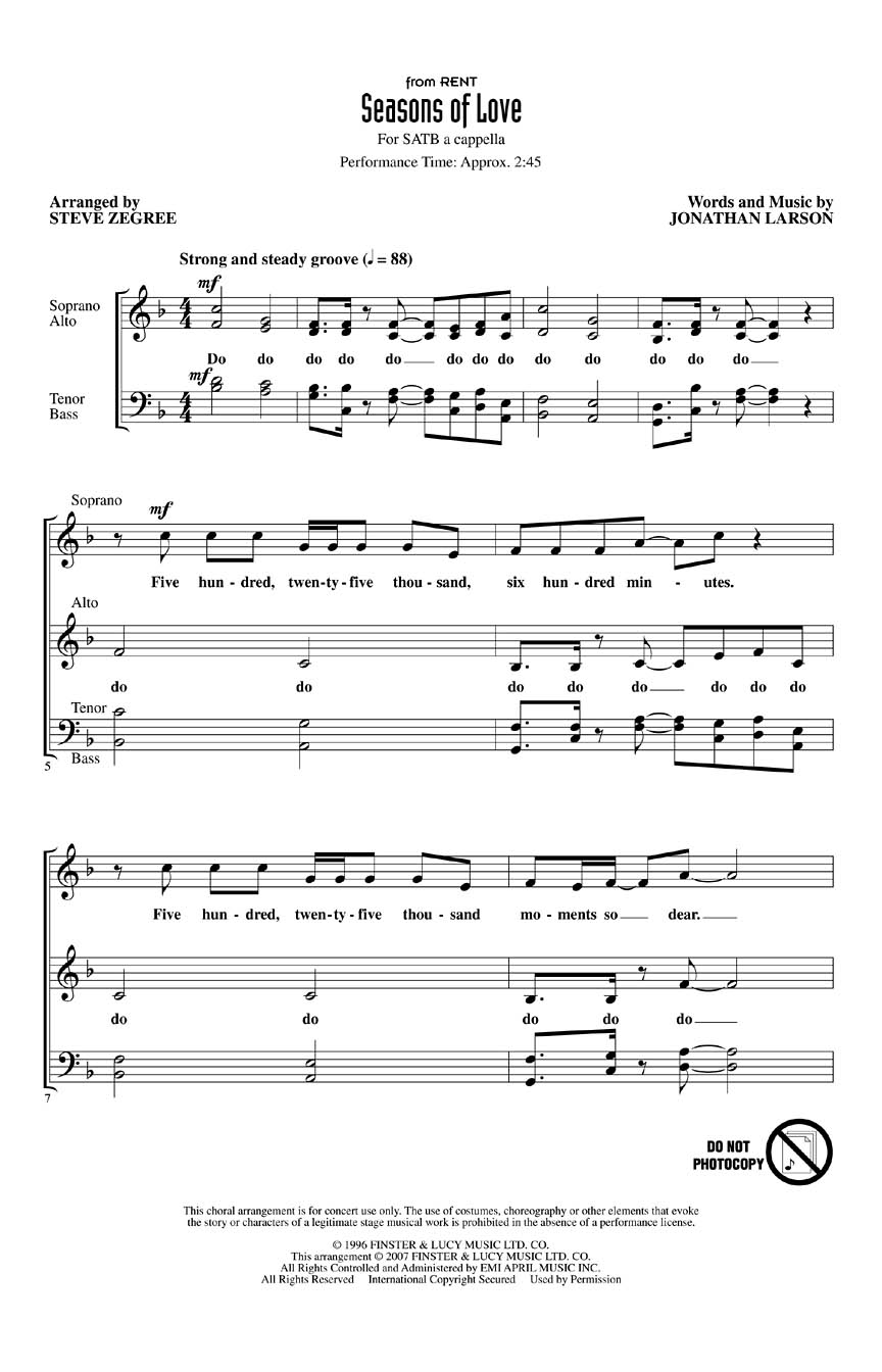 Jonathan Larson: Seasons of Love - SATB