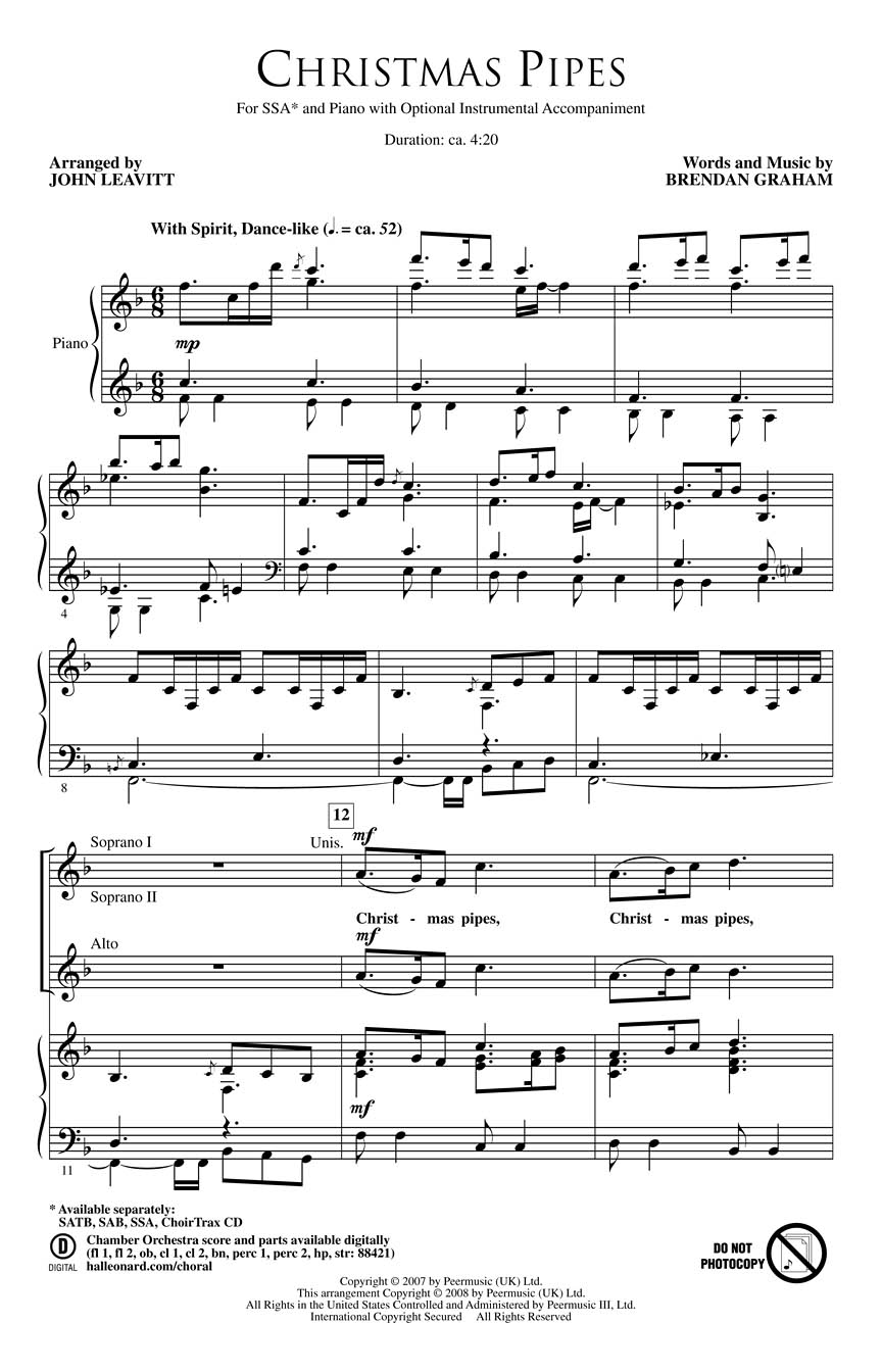Brendan Graham: Christmas Pipes (arr. Leavitt) - SSA