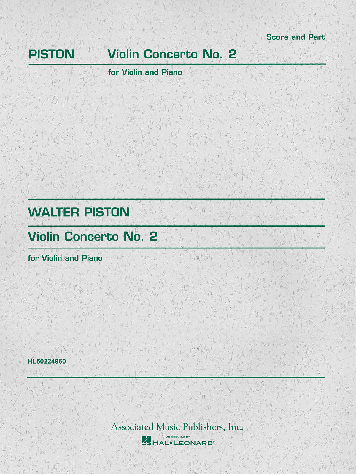 Walter Piston: Violin Concerto No.2 (Violin/Piano)