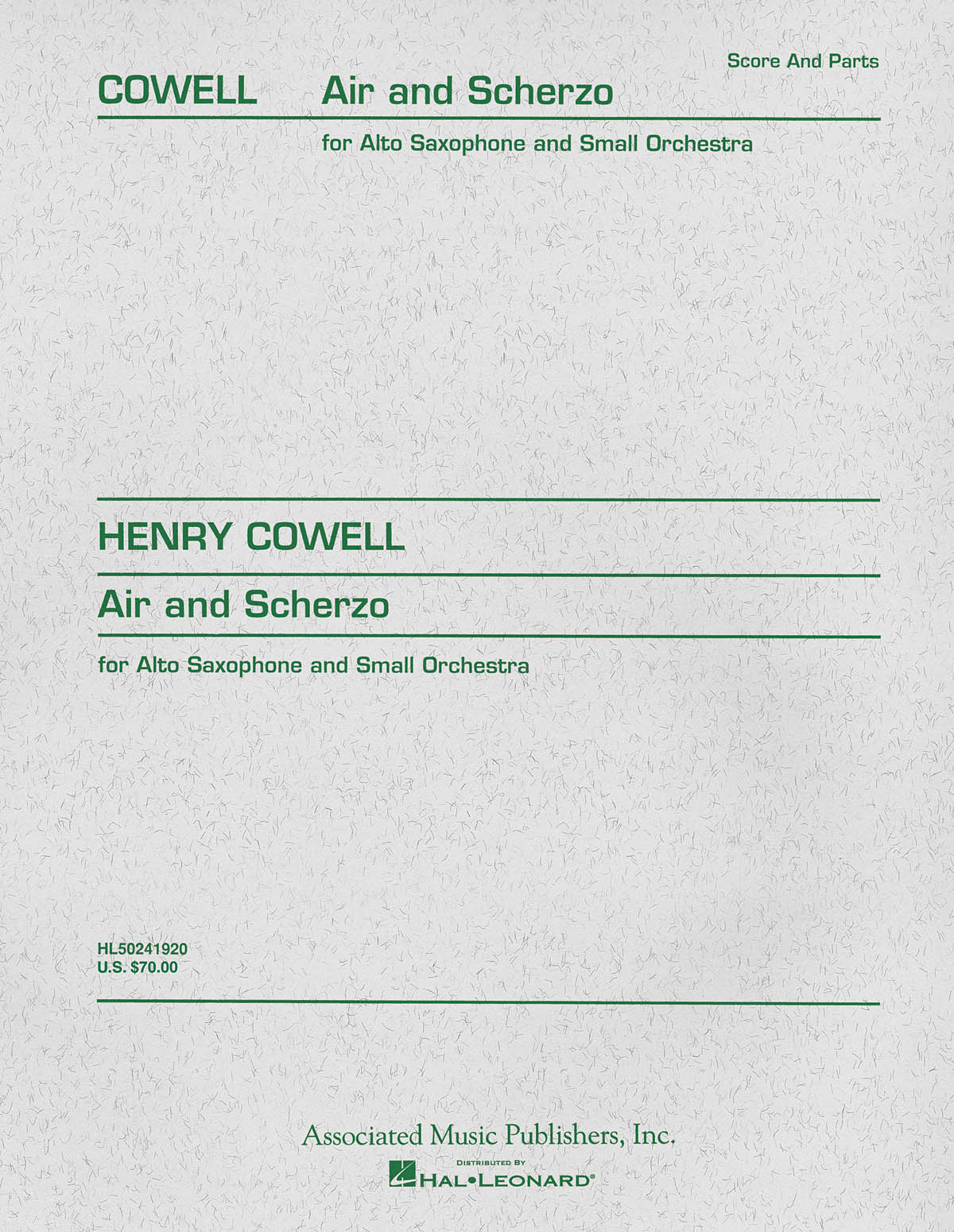 Henry Cowell: Air And Scherzo For Alto Saxophone And Small Orchestra