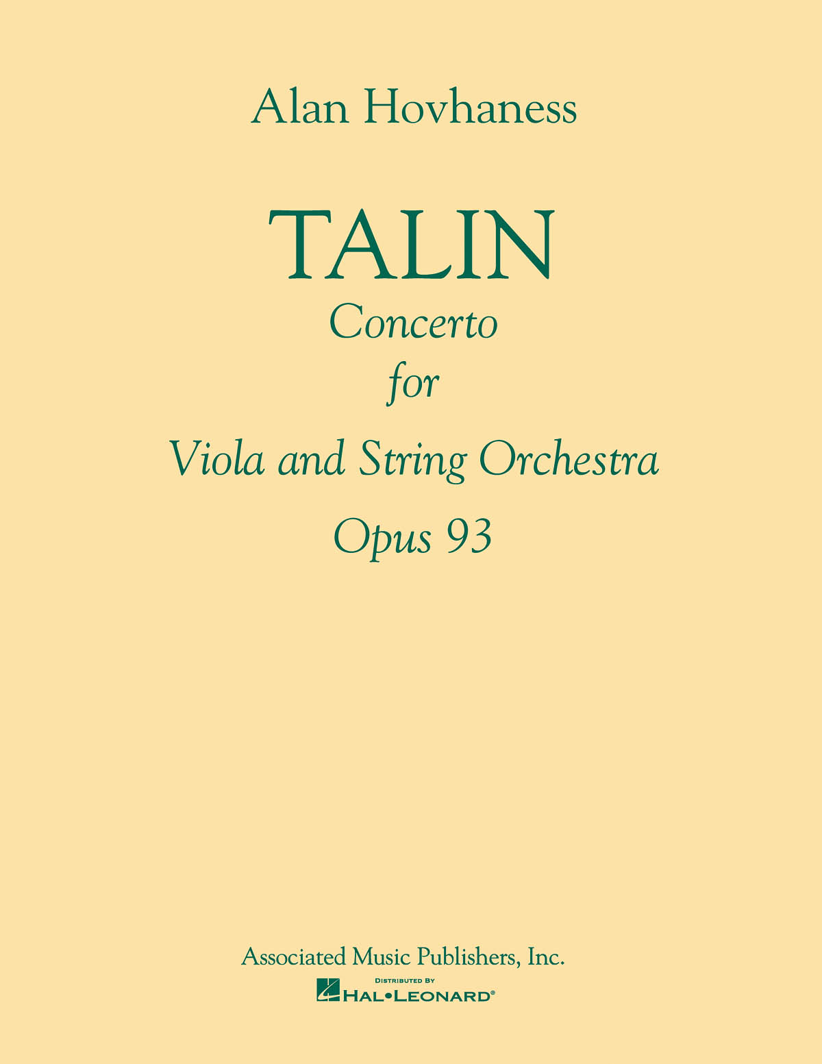 Alan Hovhaness: Talin Concerto For Viola And String Orchestra Op. 93